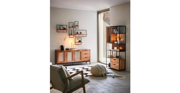 SIDEBOARD Wiener Geflecht in 170/75/40 cm - Schwarz/Akaziefarben, LIFESTYLE, Holz/Metall (170/75/40cm) - Landscape