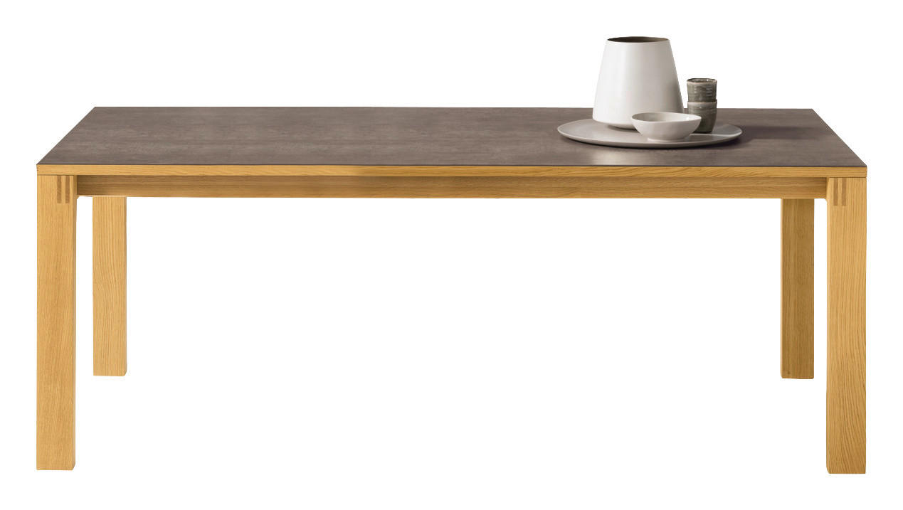 ESSTISCH in Holz, Keramik 130/100/75,3 cm  - Eichefarben/Grau, Design, Holz/Keramik (130/100/75,3cm) - Team 7