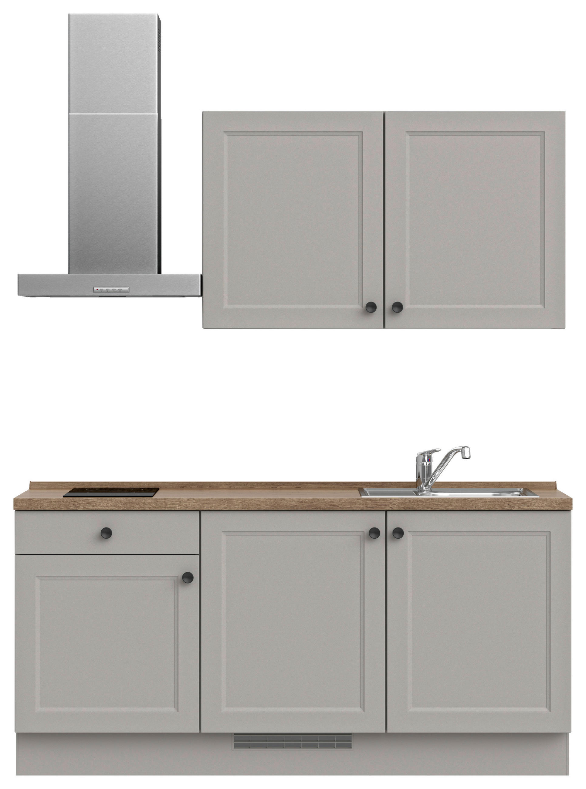 KÜCHENLEERBLOCK 180 cm   in Grau, Eiche dunkel  - Eiche dunkel/Schwarz, MODERN, Holzwerkstoff/Metall (180cm) - Nobilia