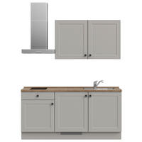 KÜCHENLEERBLOCK 180 cm   in Grau, Eiche dunkel  - Eiche dunkel/Schwarz, MODERN, Holzwerkstoff/Metall (180cm) - Nobilia