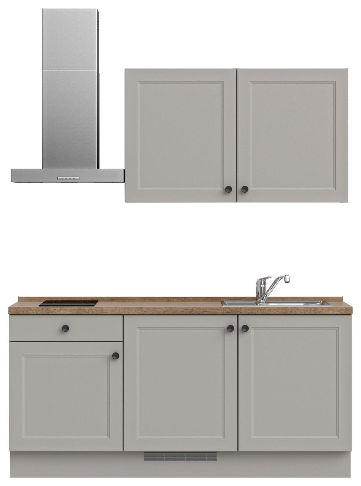 KÜCHENLEERBLOCK 180 cm   in Grau, Eiche dunkel  - Eiche dunkel/Schwarz, MODERN, Holzwerkstoff/Metall (180cm) - Nobilia