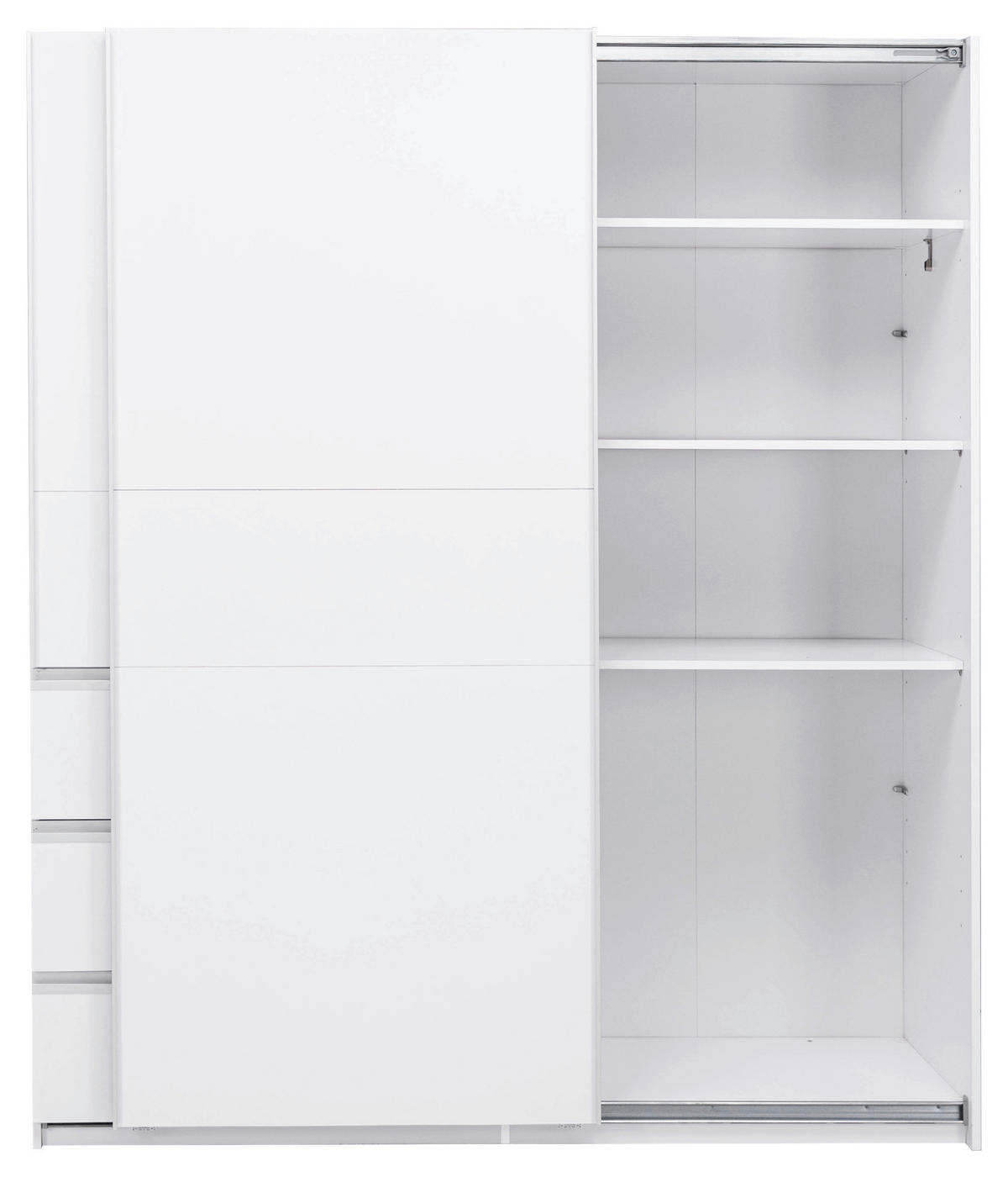 SCHIEBETÜRENSCHRANK 175/205/61,5 cm 2-türig Weiß  - Weiß, MODERN, Holzwerkstoff/Metall (175/205/61,5cm) - MID.YOU