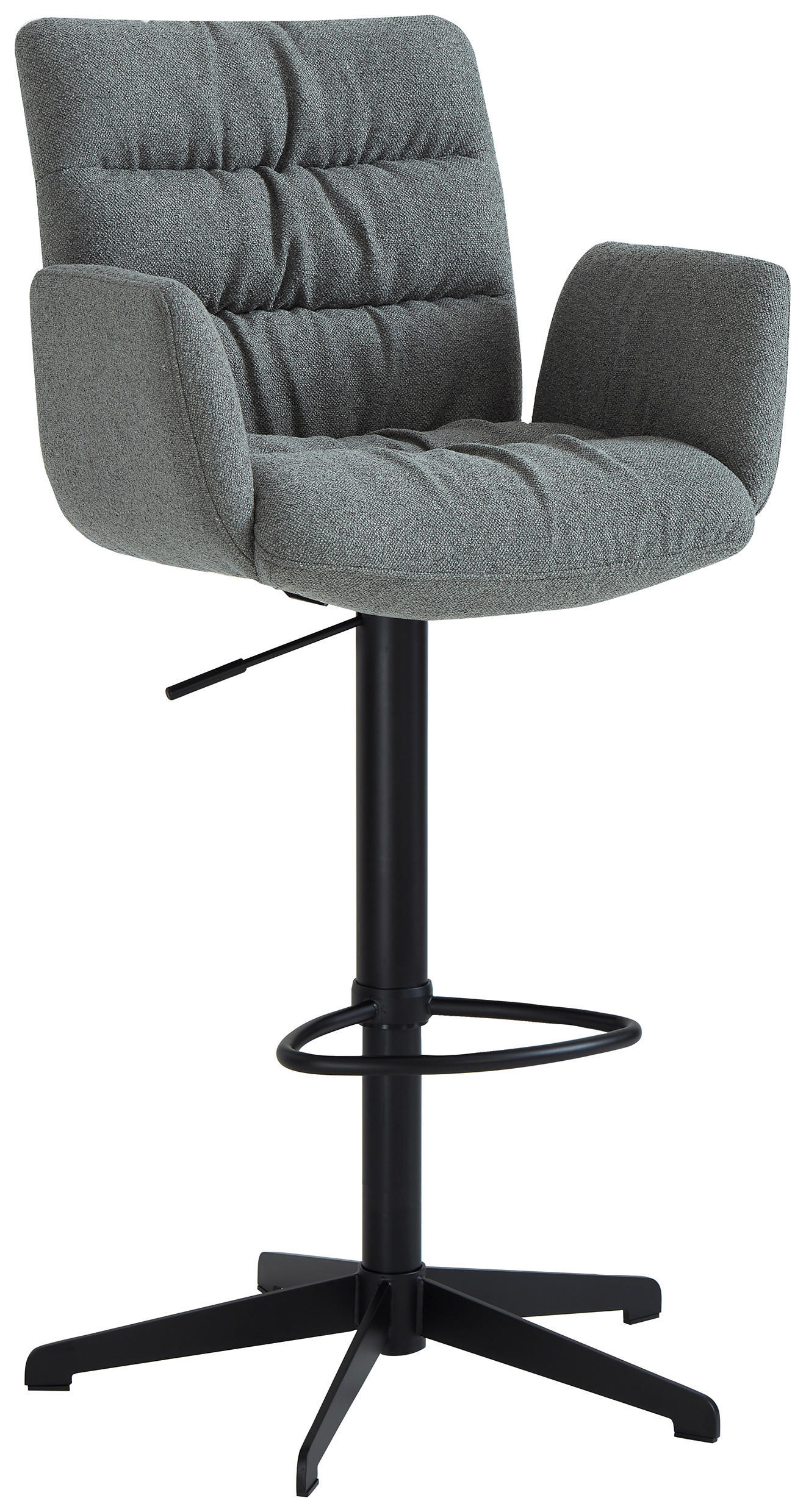 BARHOCKER Leinenoptik Grün, Schwarz Stahl Sitzfläche 360° drehbar  - Schwarz/Grün, Design, Textil/Metall (58/107-125/57cm) - Dieter Knoll