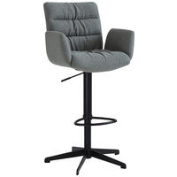 BARHOCKER Leinenoptik Grün, Schwarz Stahl Sitzfläche 360° drehbar  - Schwarz/Grün, Design, Textil/Metall (58/107-125/57cm) - Dieter Knoll