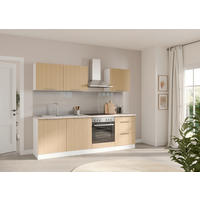 KÜCHENBLOCK 240 cm   in Weiss, Eichefarben  - Weiss/Eichefarben, Lifestyle, Holzwerkstoff/Metall (240cm) - Held