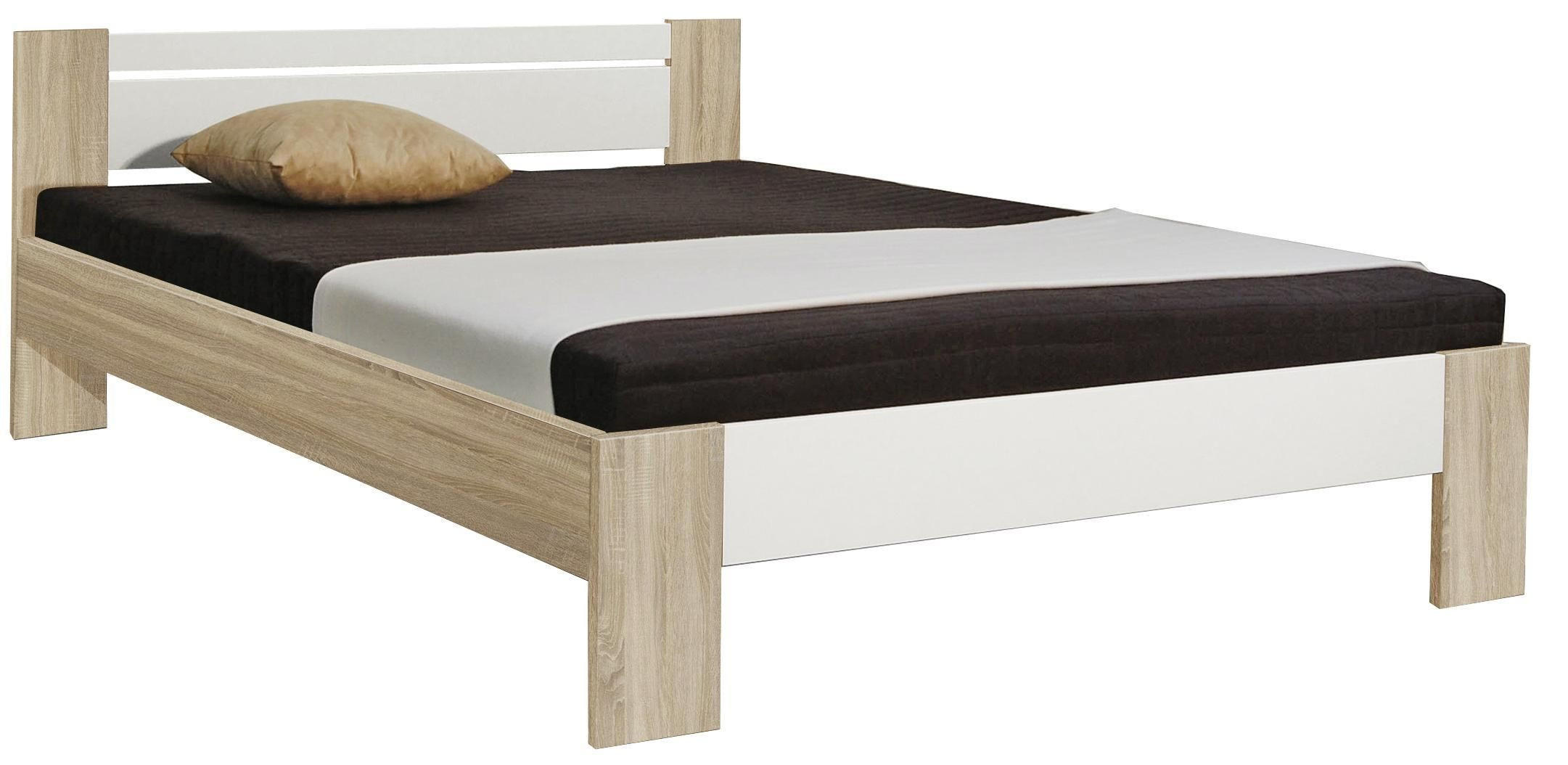 FUTONSKA POSTELJA 140 cm   x 200 cm  , leseni material bela, barve hrasta  - barve hrasta/bela, Design, leseni material (140/200cm) - Boxxx
