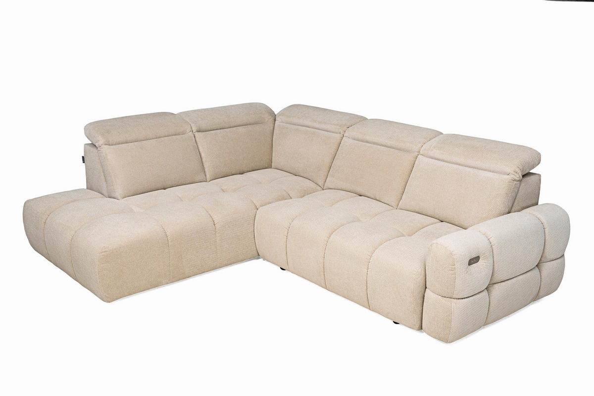 SAROKKANAPÉ textil bézs  - bézs/fekete, Modern, műanyag/textil (223/110/270cm) - Welnova