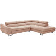 ECKSOFA in Webstoff Altrosa  - Schwarz/Altrosa, Design, Textil/Metall (280/235cm) - Hom`in