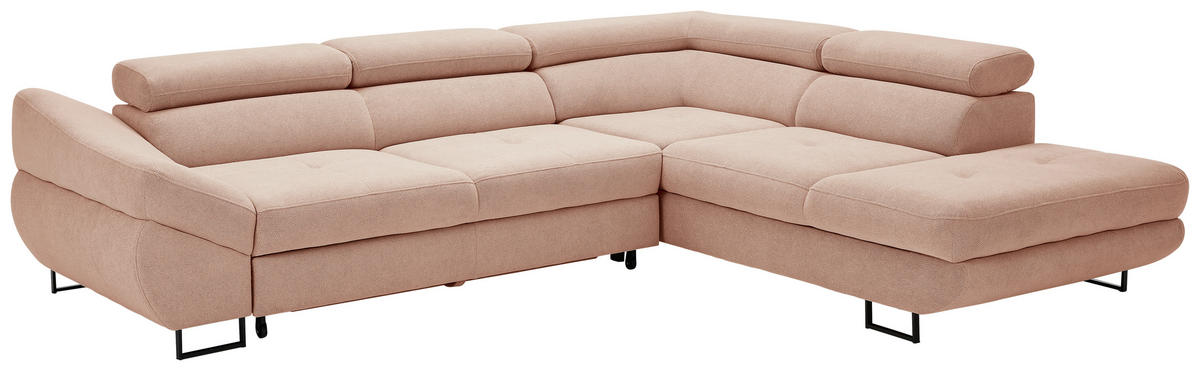 HÖRNSOFFA i vävt tyg gammelrosa  - svart/gammelrosa, Design, metall/textil (280/235cm) - Hom`in