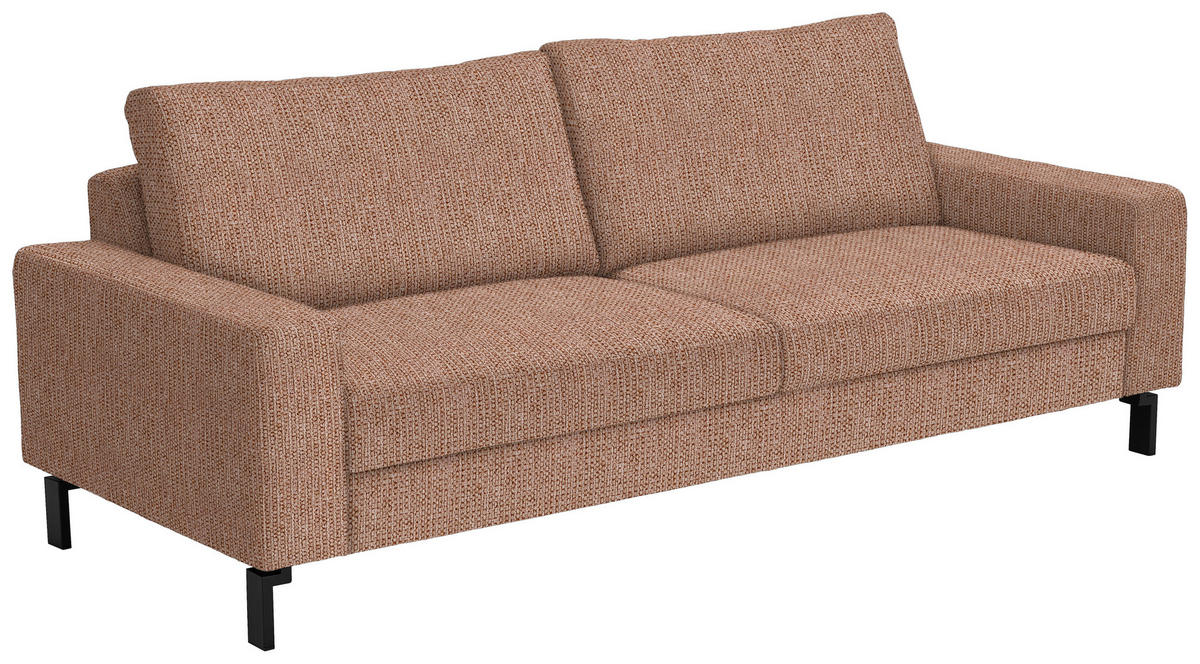 3-SITZER-SOFA in Flachgewebe Aprikose  - Aprikose/Schwarz, Design, Textil/Metall (218/86/97cm) - Hom`in