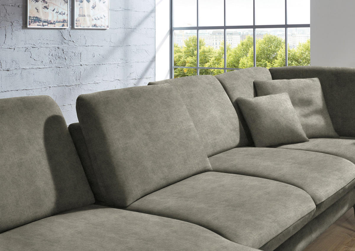 WOHNLANDSCHAFT in Velours Grau  - Schwarz/Grau, Design, Textil/Metall (180/344/208cm) - Dieter Knoll