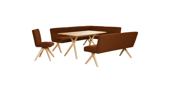 SITZBANK 160/85/69 cm Webstoff Haselnussfarben Eiche vollmassiv  - Eichefarben/Haselnussfarben, KONVENTIONELL, Holz/Textil (160/85/69cm) - Linea Natura