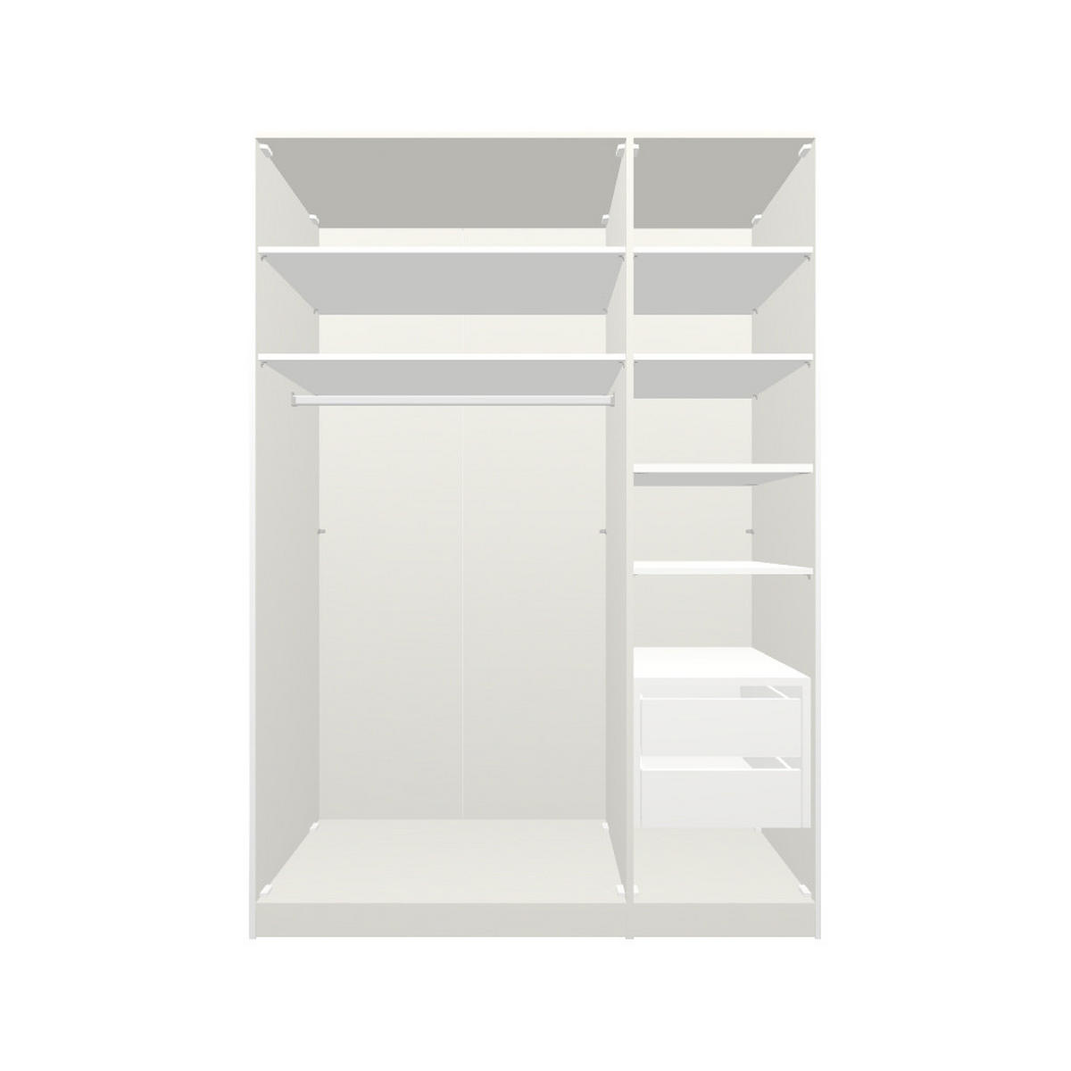 DREHTÜRENSCHRANK  in Weiß  - Chromfarben/Weiß, Design, Glas/Holzwerkstoff (152/215/59cm) - Boxxx