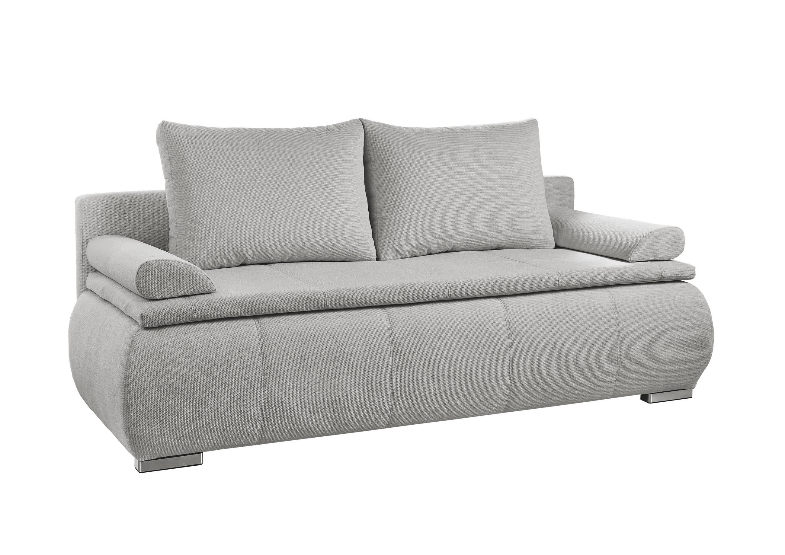SCHLAFSOFA Webstoff Naturfarben  inkl. Rückenkissen, Armlehnenkissen, Bettkasten, Schlaffunktion, Topper, Rücken echt  - Chromfarben/Naturfarben, KONVENTIONELL, Holz/Kunststoff (207/91/90cm) - Carryhome