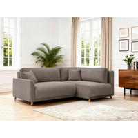ECKSOFA MILOS Hellbraun Cord Rückenkissen, Bettkasten, Schlaffunktion, Rücken echt  - Hellbraun/Naturfarben, Design, Textil (224/148cm) - P & B