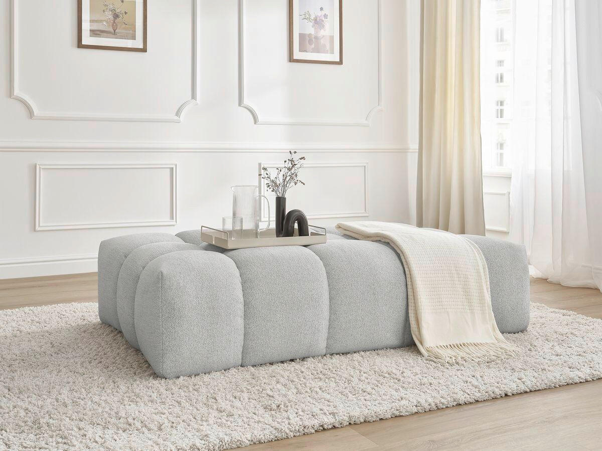 HOCKER EVEREST Flachgewebe Hellgrau  - Hellgrau/Schwarz, MODERN, Kunststoff/Textil (166/100/40cm)