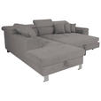ECKSOFA inkl. Funktionen Dunkelgrau Cord  - Dunkelgrau/Silberfarben, Design, Textil/Metall (226/257cm) - Xora