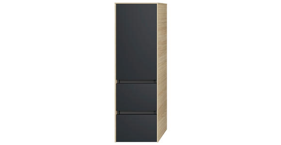 MIDISCHRANK 37/121/33 cm  - Eichefarben/Schwarz, MODERN, Glas/Holzwerkstoff (37/121/33cm) - Dieter Knoll