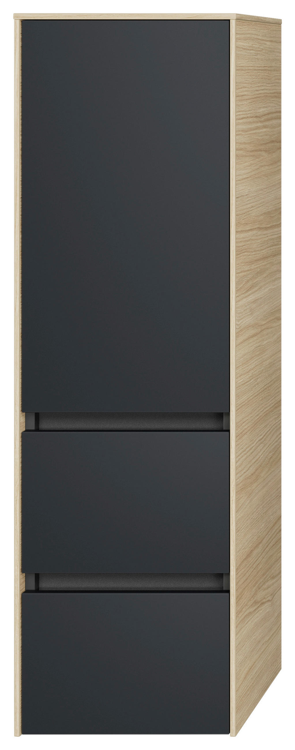 MIDISCHRANK 37/121/33 cm  - Eichefarben/Schwarz, MODERN, Glas/Holzwerkstoff (37/121/33cm) - Dieter Knoll