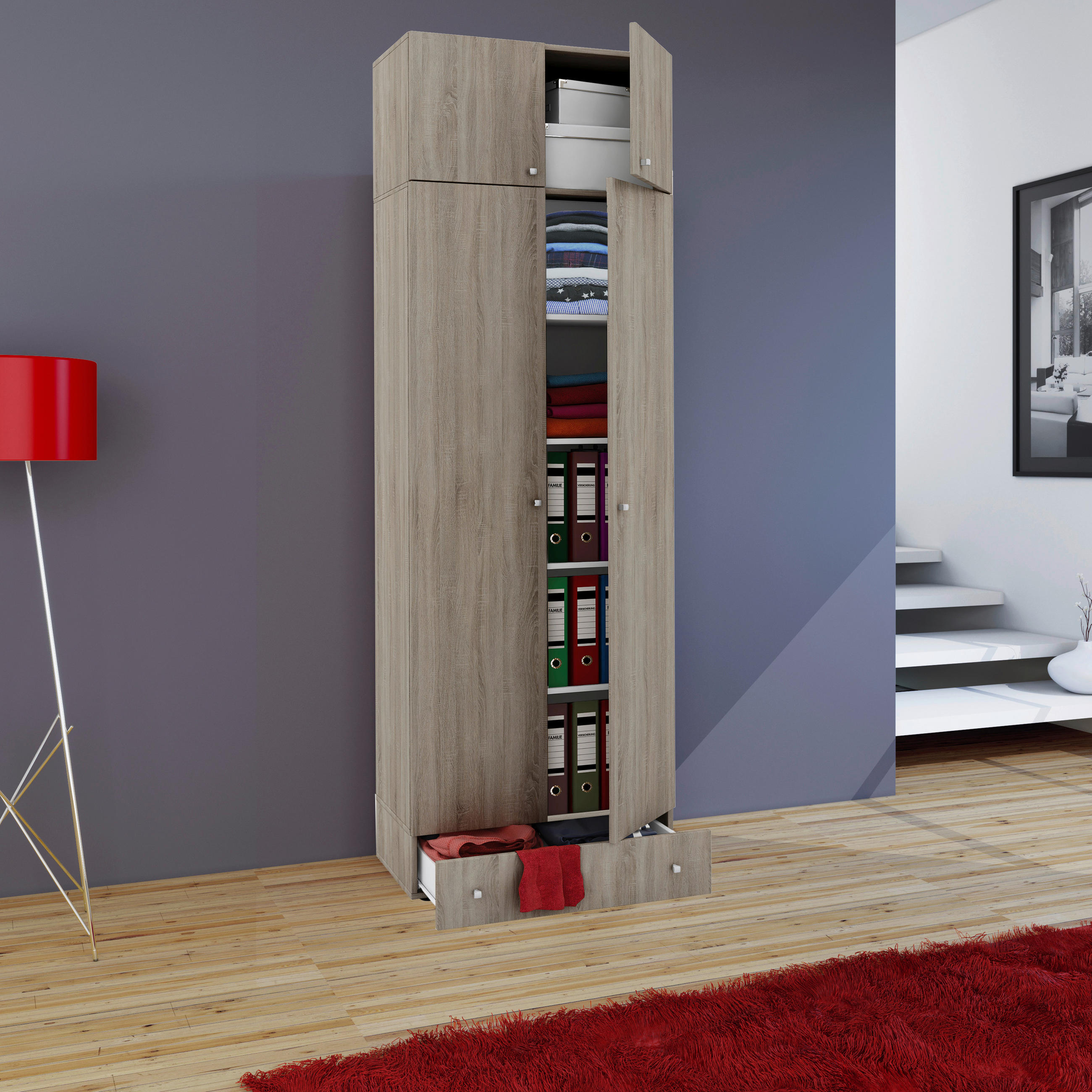 MEHRZWECKSCHRANK 70/238/39 cm  in Sonoma Eiche  - Silberfarben/Sonoma Eiche, MODERN, Holzwerkstoff/Kunststoff (70/238/39cm) - MID.YOU