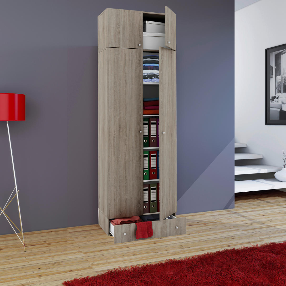 MEHRZWECKSCHRANK 70/238/39 cm  in Sonoma Eiche  - Silberfarben/Sonoma Eiche, MODERN, Holzwerkstoff/Kunststoff (70/238/39cm) - MID.YOU