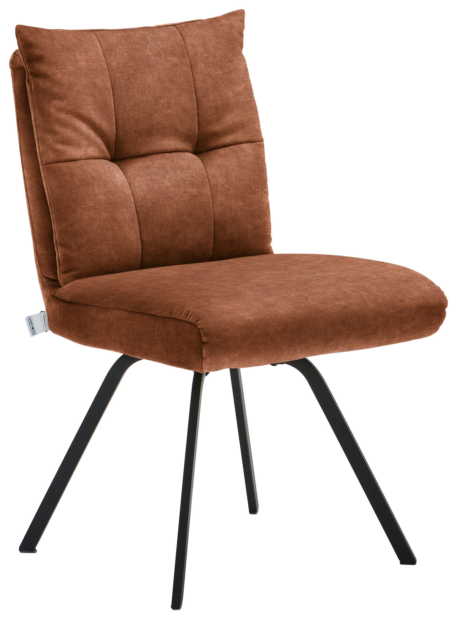 STUHL - Rotbraun/Schwarz, Design, Textil/Metall (50/82/68cm) - Welnova