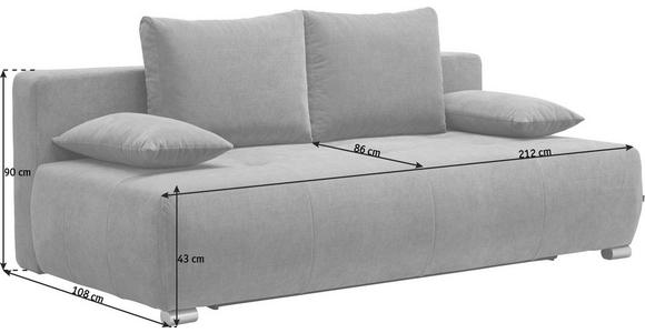 SCHLAFSOFA in Textil Hellgrau - Chromfarben/Hellgrau, Design, Kunststoff/Textil (212/72-90/108cm) - Hom`in