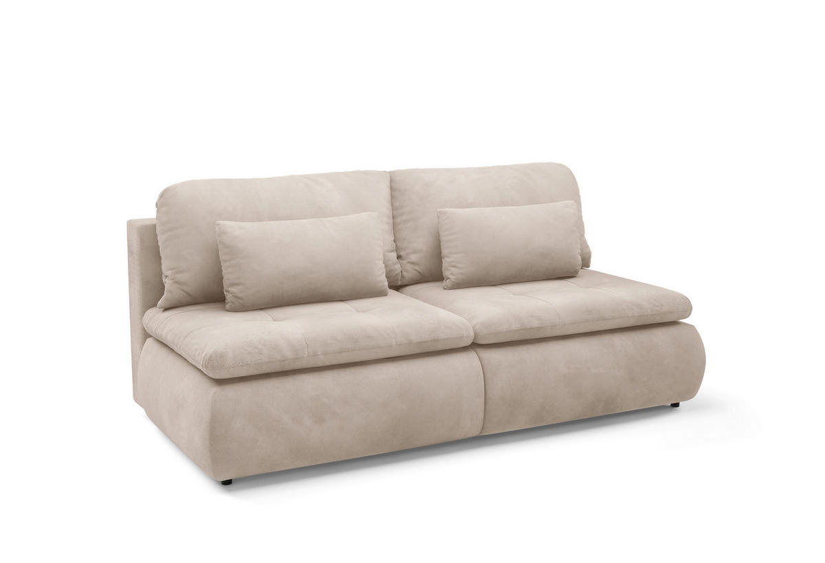 SCHLAFSOFA MYSTIC  mit Plüsch Beige  - Beige/Schwarz, Design, Kunststoff/Textil (220/94/114cm) - Livetastic