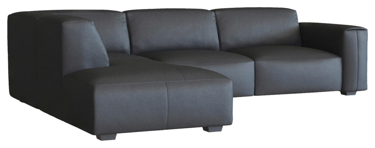 Freisteller von Livetastic ECKSOFA Schwarz Echtleder.