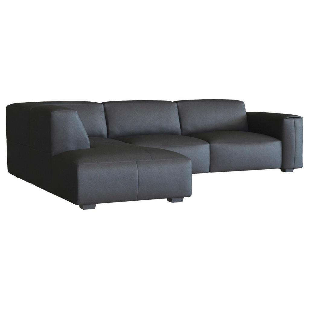 Thumbnail - Livetastic Ecksofa, Schwarz, Leder, Echtleder, Birke, vollmassiv, 5-Sitzer, Ottomane links, L-Form, 288x231 cm, FSC Mix,...
