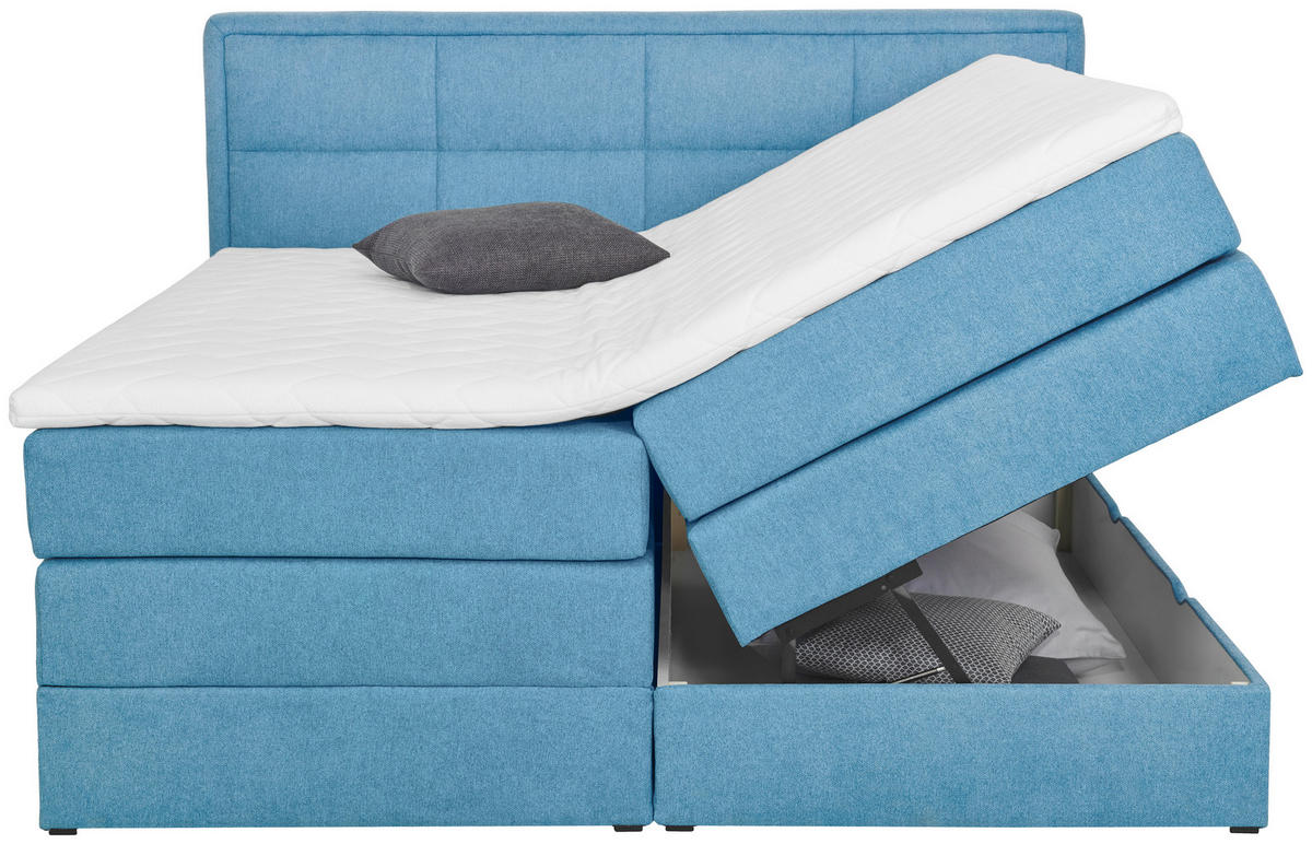 BOXSPRINGBETT 160/200 cm  in Blau  - Blau/Schwarz, KONVENTIONELL, Kunststoff/Textil (160/200cm) - Carryhome