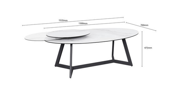 COUCHTISCH ESG 130/70/48 cm oval Anthrazit, Weiß  - Anthrazit/Weiß, Design, Glas/Keramik (130/70/48cm) - Dieter Knoll