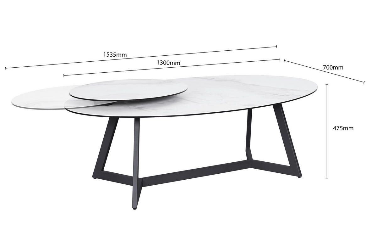 COUCHTISCH ESG 130/70/48 cm oval Anthrazit, Weiß  - Anthrazit/Weiß, Design, Glas/Keramik (130/70/48cm) - Dieter Knoll