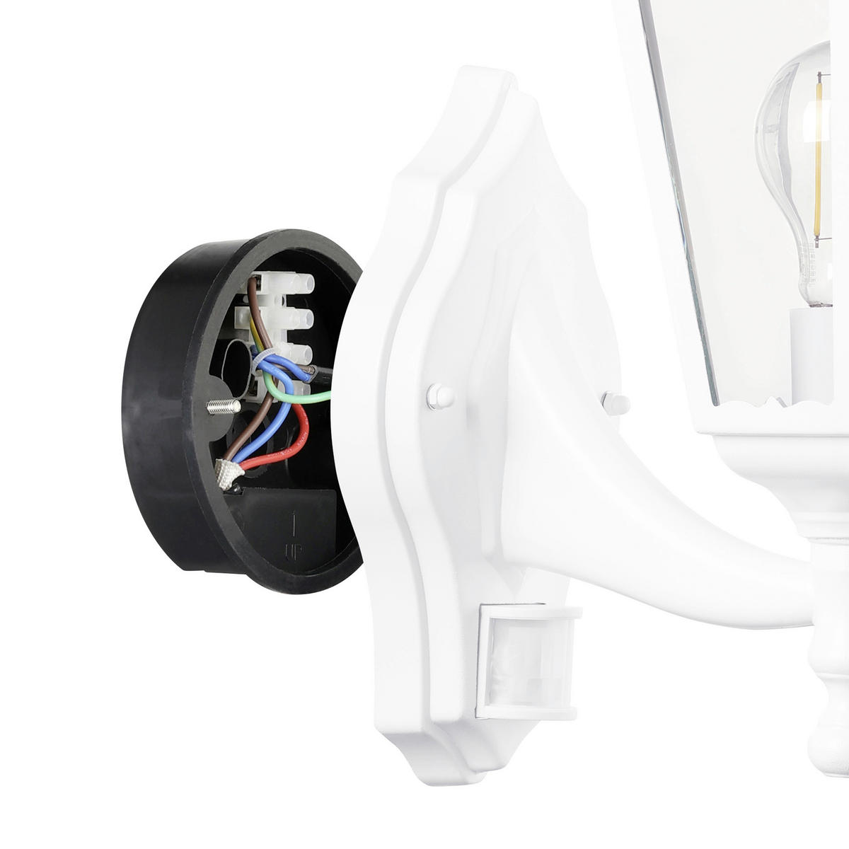 VONKAJŠIE NÁSTENNÉ SVIETIDLO, 20 cm  - číra/biela, Basics, kov/sklo (20cm) - Eglo