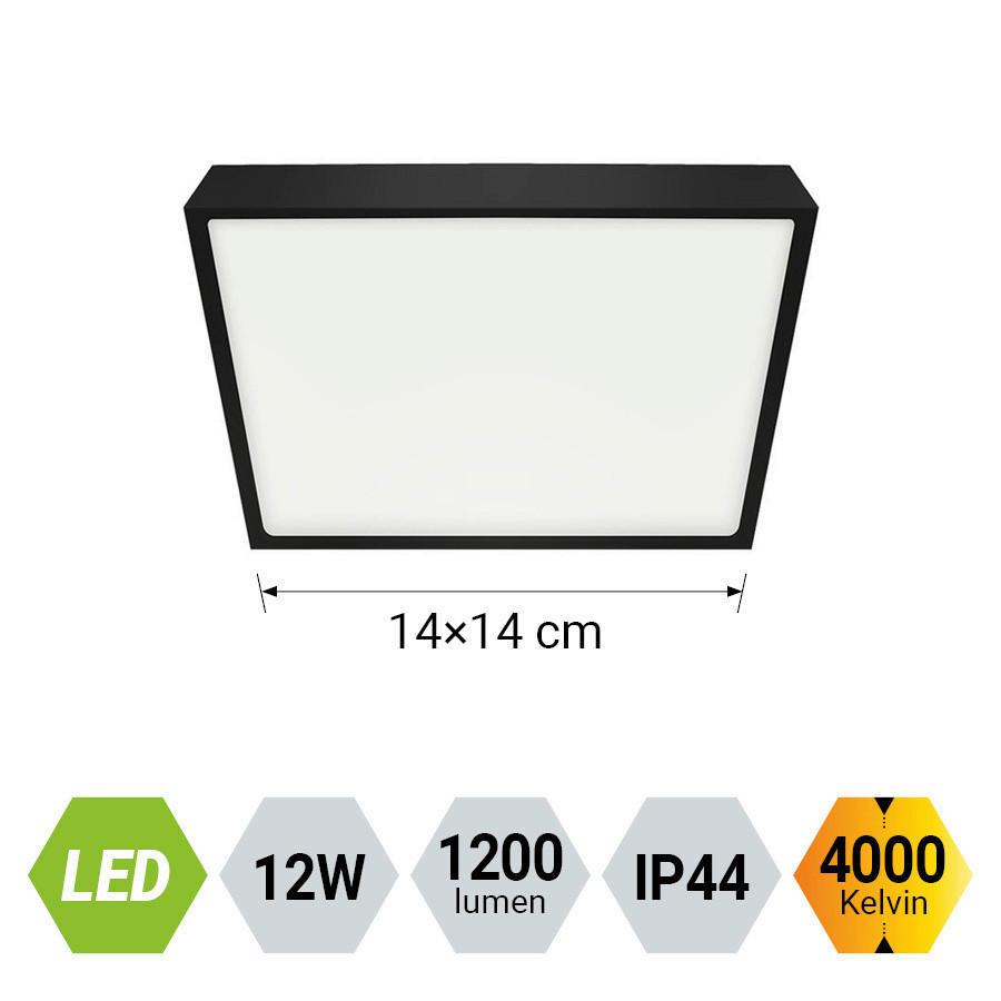 PLAFONIERĂ CU LED - negru, Basics, plastic/metal (14cm)