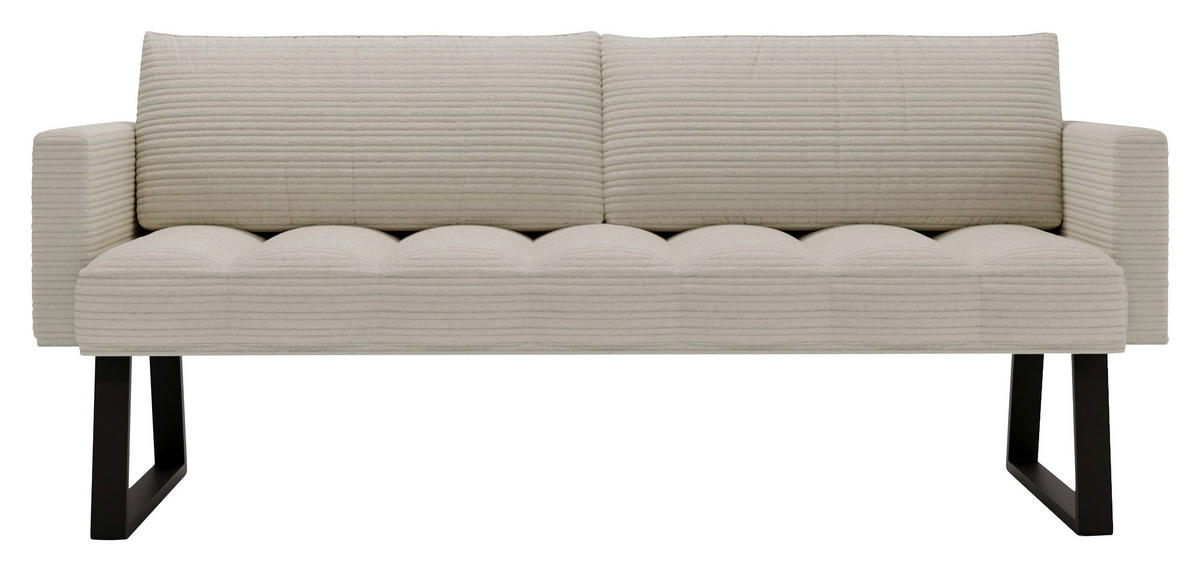 SITZBANK 200/88/69 cm Struktur Naturfarben Metall  - Schwarz/Naturfarben, Design, Textil/Metall (200/88/69cm) - Valdera