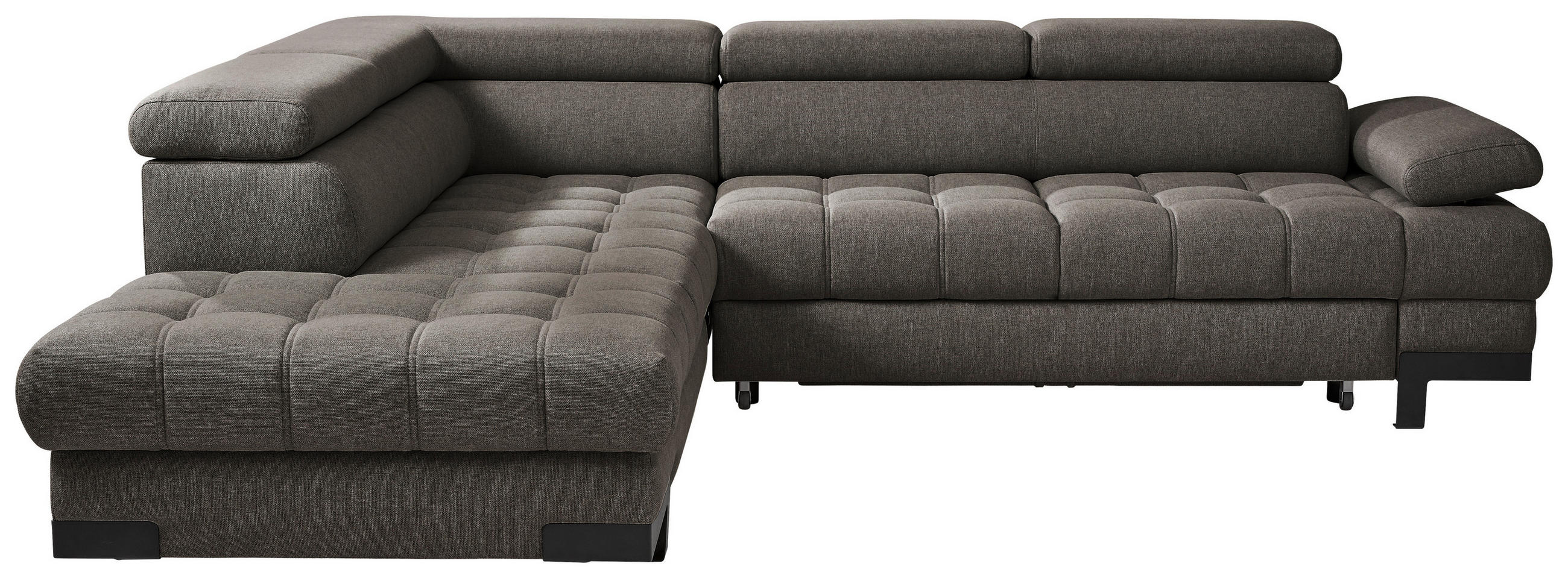 ECKSOFA Dunkelbraun Webstoff - Dunkelbraun/Schwarz, Design, Textil/Metall (223/263cm) - Welnova