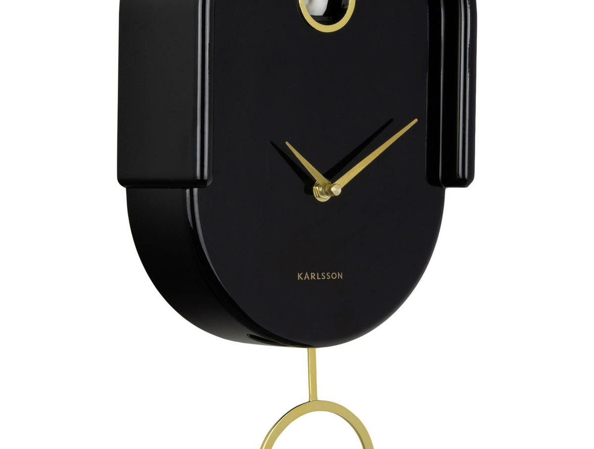 WANDUHR  Schwarz Hochglanz  - Schwarz Hochglanz, Basics, Kunststoff (42/20cm) - Karlsson