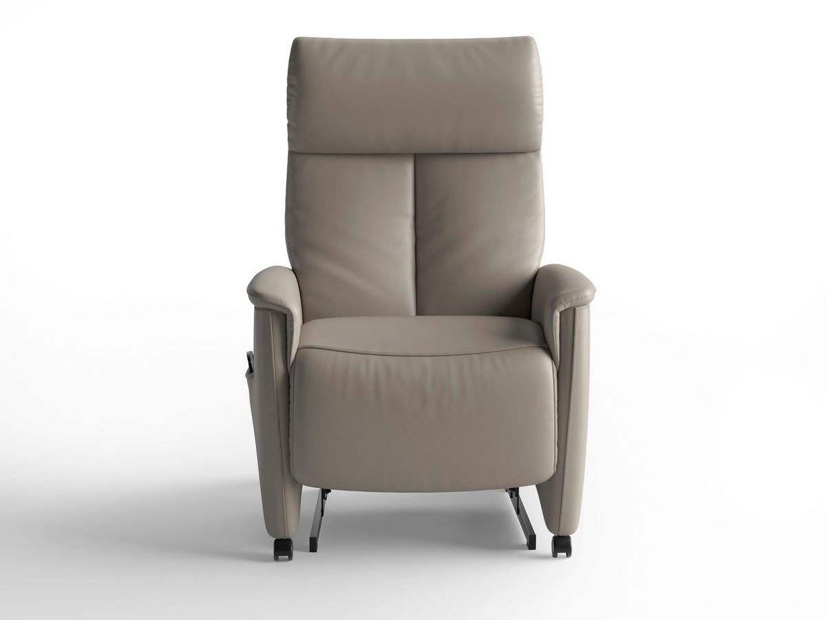 RELAXSESSEL TV CREMONA COMFORT E L3 Echtleder Kopfteilverstellung, Fußteilverstellung, Rücken echt    - Schwarz/Grau, Basics, Leder/Kunststoff (76/114/84cm) - Sit & More