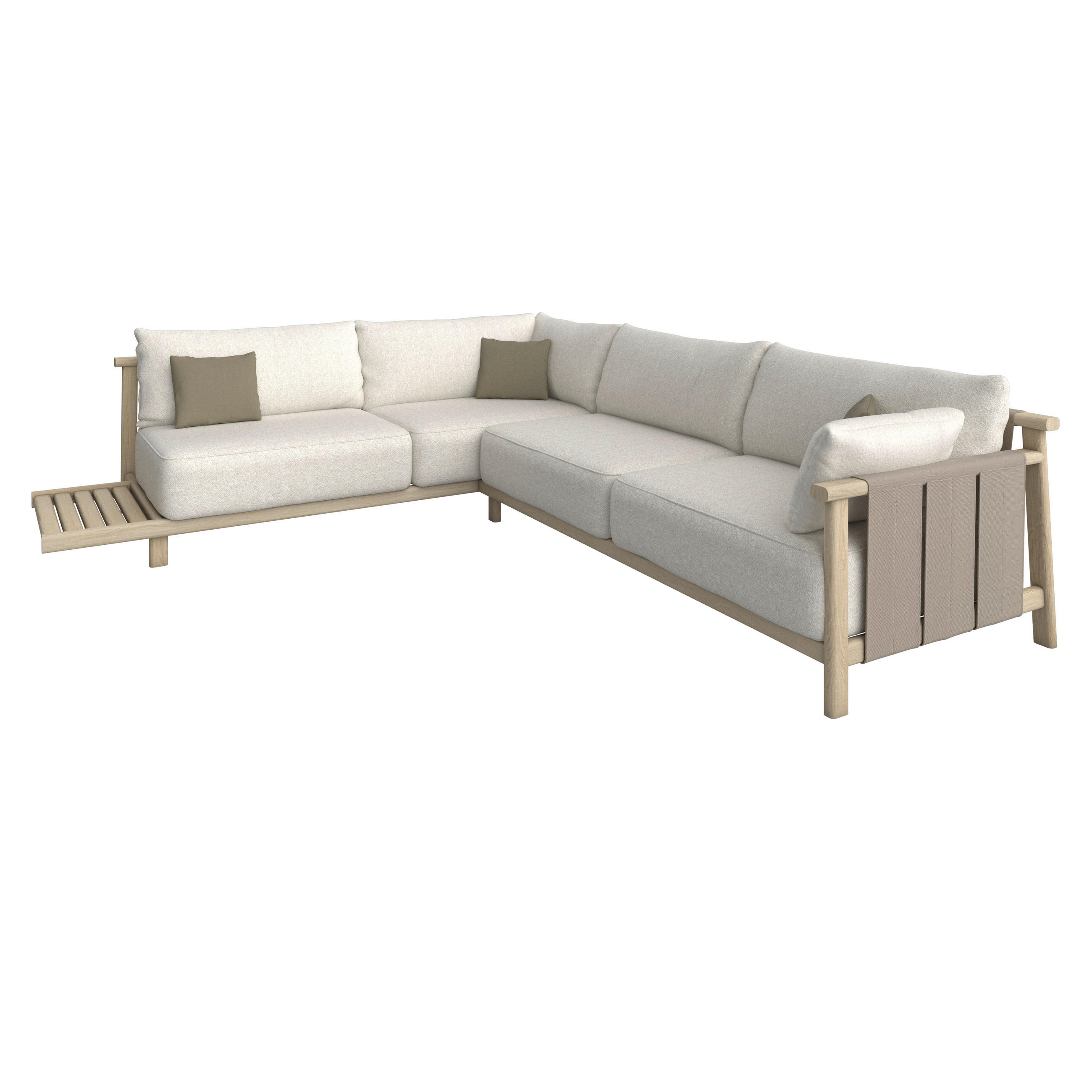 LOUNGEGARNITUR 264/308 cm Esche massiv  - Sandfarben/Taupe, ROMANTIK / LANDHAUS, Holz/Textil (264/308cm) - Dieter Knoll
