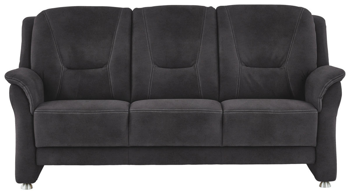 3-SITZER-SOFA in Mikrofaser Anthrazit  - Anthrazit/Beige, KONVENTIONELL, Textil/Metall (198/100/89cm) - Beldomo Comfort