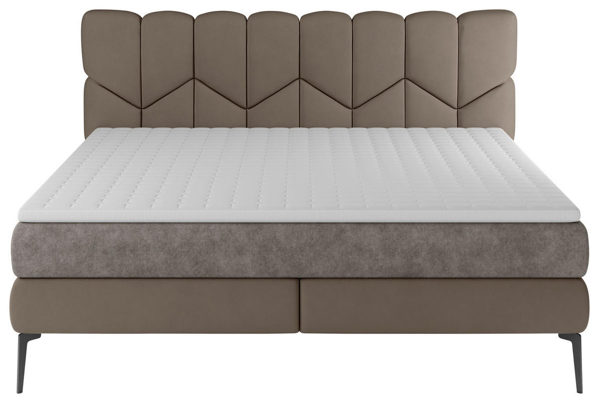 BOXSPRINGBETT 180/200 cm  in Braun  - Schwarz/Braun, Design, Leder/Textil (180/200cm) - Esposa