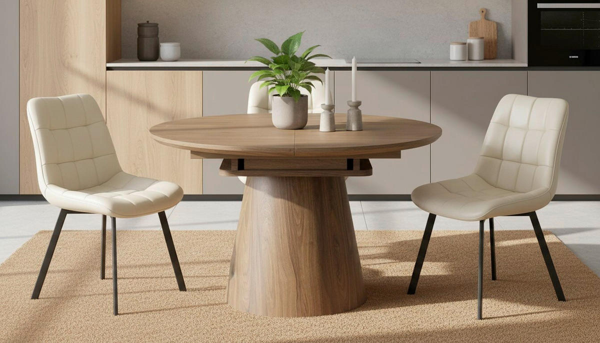 ESSTISCH 120-160/120/76 cm Echtholz, Nachbildung  Holz, Holzwerkstoff ausziehbar oval Walnussfarben  - Walnussfarben, MODERN, Holz/Holzwerkstoff (120-160/120/76cm) - P & B