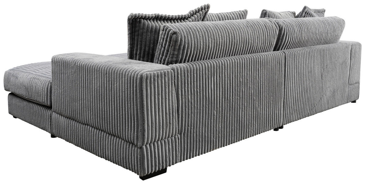 ECKSOFA in Cord Grau  285/195 cm  - Schwarz/Grau, Design, Kunststoff/Textil (285/195cm) - MID.YOU
