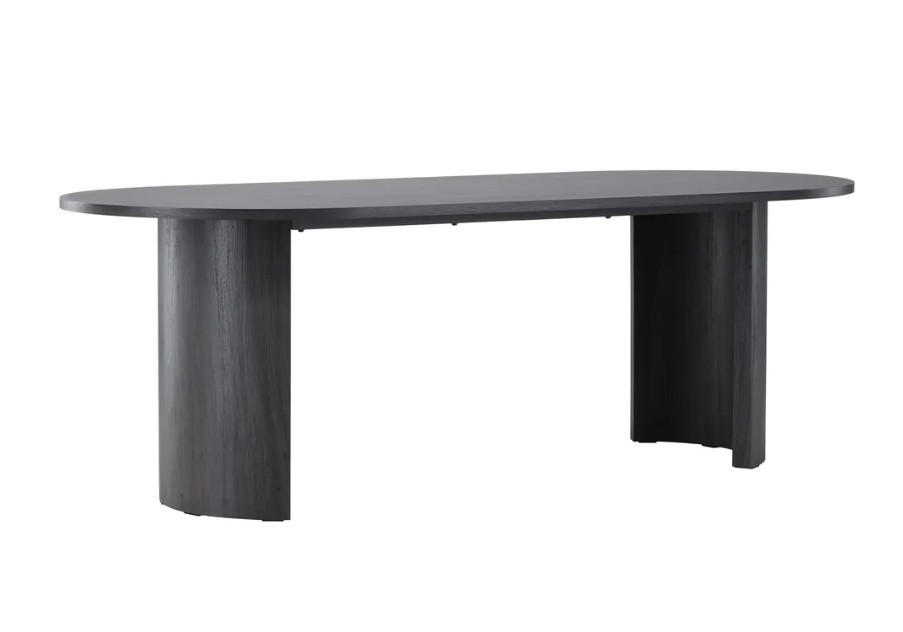 ESSTISCH 220/100/75 cm Echtholz  Holz oval Schwarz  - Schwarz, MODERN, Holz (220/100/75cm) - Livetastic