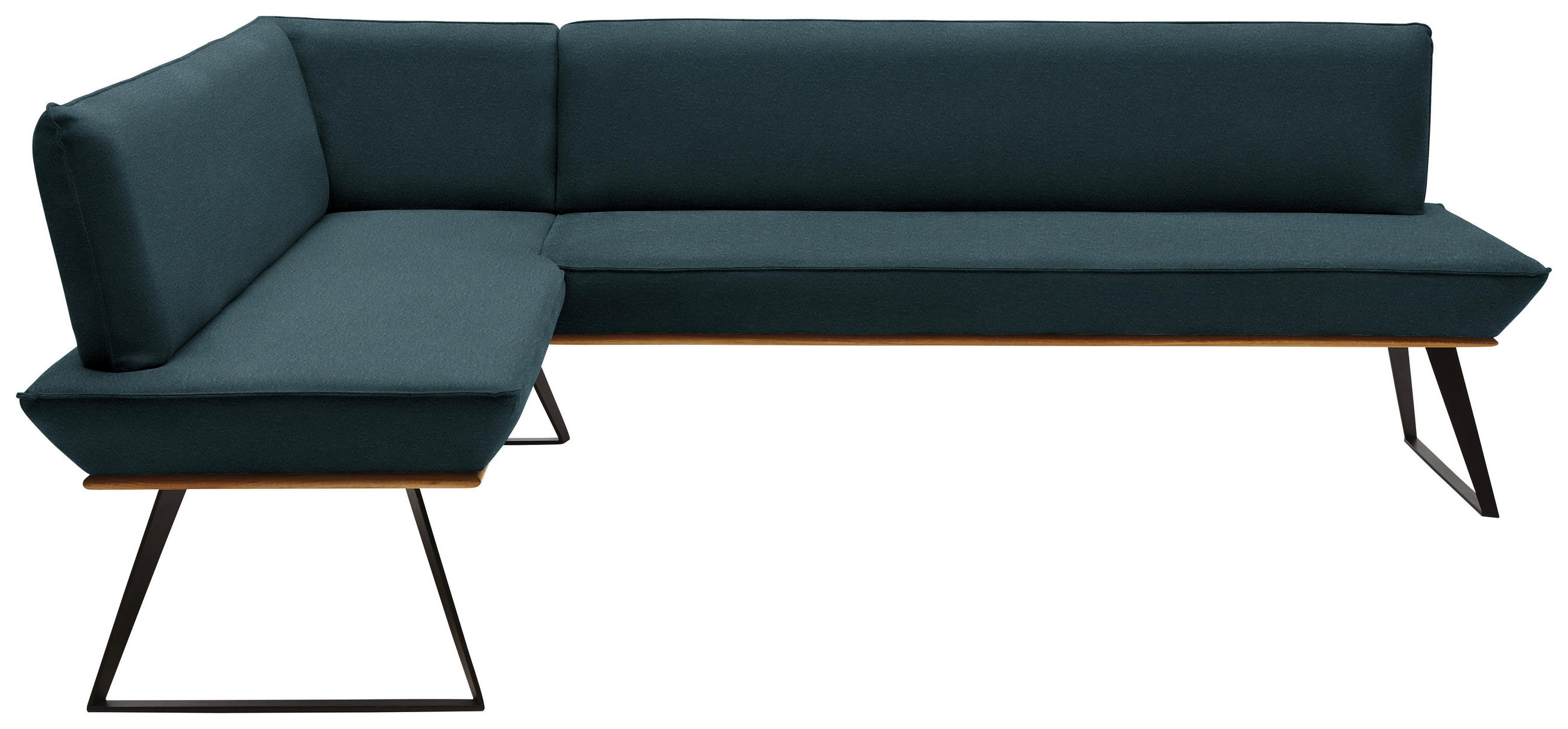 ECKBANK 163/243 cm  in Schwarz, Eichefarben, Petrol  - Eichefarben/Petrol, Design, Holz/Textil (163/243cm) - Voleo