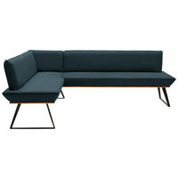 ECKBANK 163/223 cm Lederlook Schwarz, Eichefarben, Petrol Eiche massiv Metall   - Eichefarben/Petrol, Design, Holz/Textil (163/223cm) - Voleo