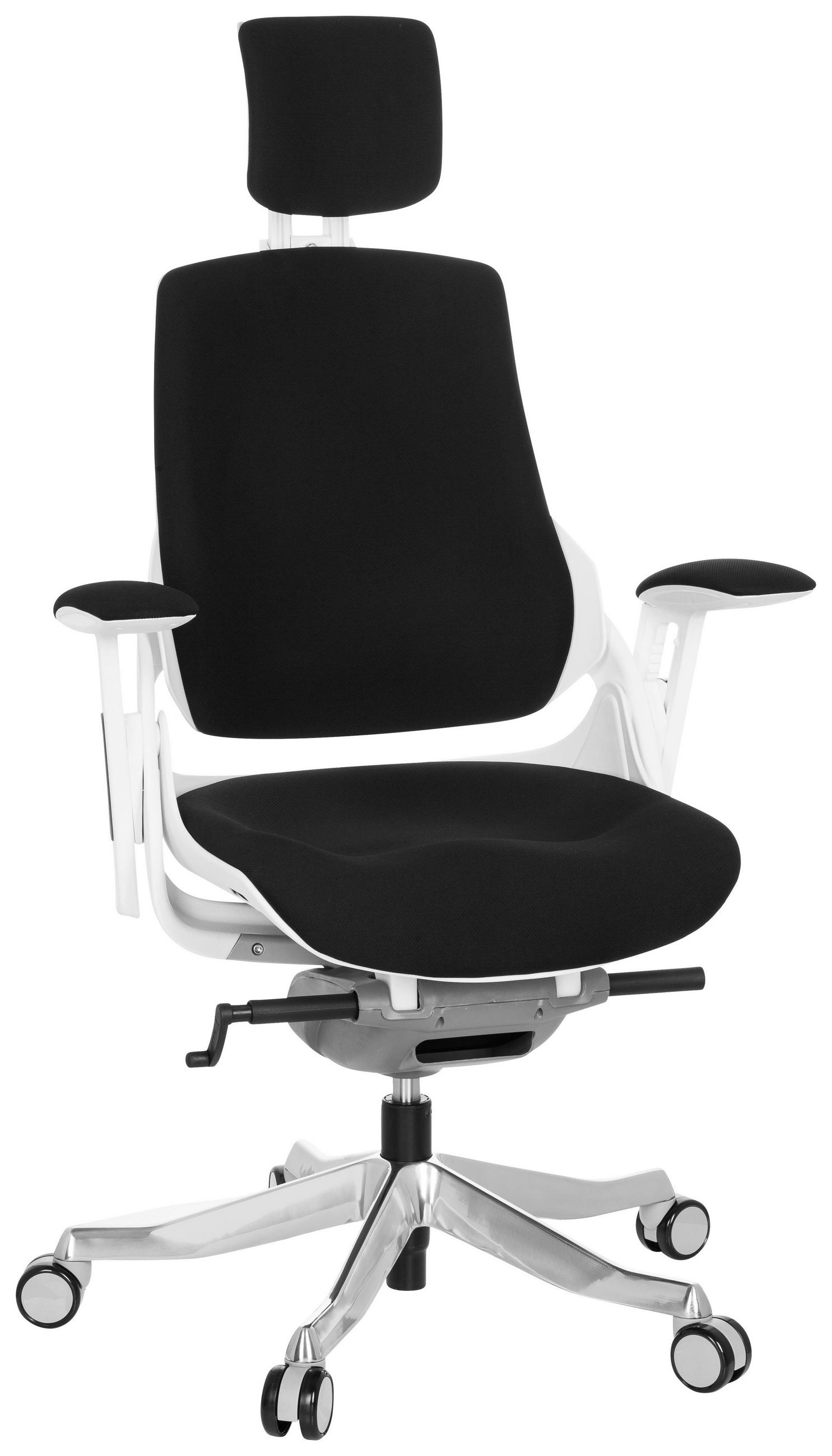 DREHSTUHL  in Flachgewebe Schwarz, Weiß  - Schwarz/Alufarben, MODERN, Kunststoff/Textil (67/116/54cm) - MID.YOU