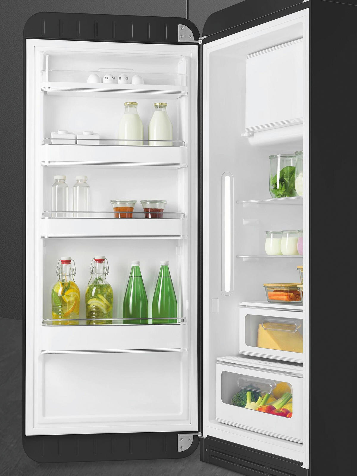 KÜHLSCHRANK 60/150/72,8 cm FAB28LBL6  - Schwarz, Basics, Glas/Metall (60/150/72,8cm) - SMEG
