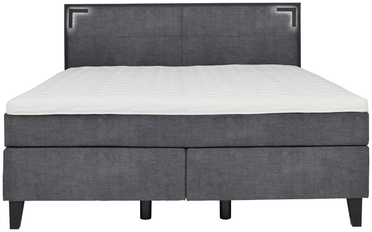 BOXSPRINGBETT 160/200 cm  in Anthrazit  - Anthrazit/Schwarz, Design, Holz/Textil (160/200cm) - Hom`in